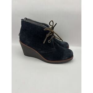 Sperry Top Sided Harlow Blue Wedge Suede Ankle Booties Women Size 6